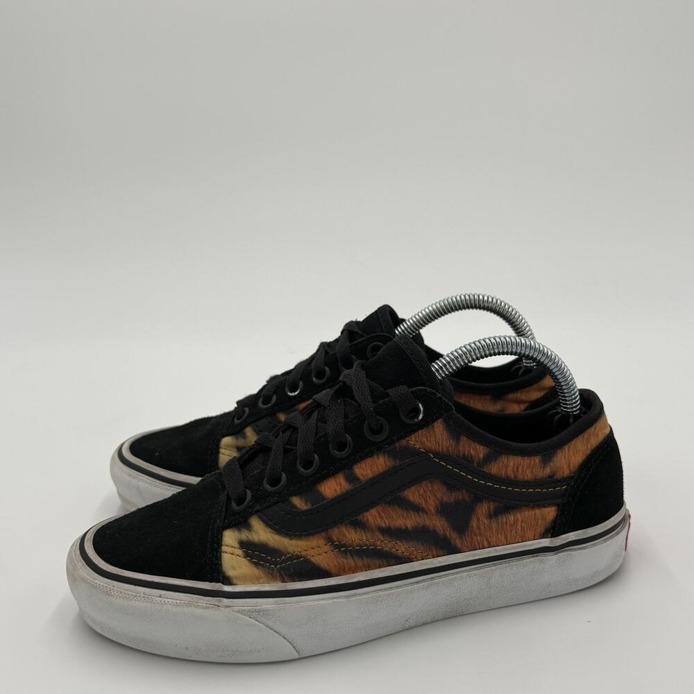 Vans Old Skool Unisex Suede Canvas Tiger Print Black Sneakers/Sz:W:6/M:4.5
